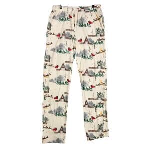 Burts Bees Baby Womens Home Sweet Home Pajama Pants L Cream Christmas Holiday